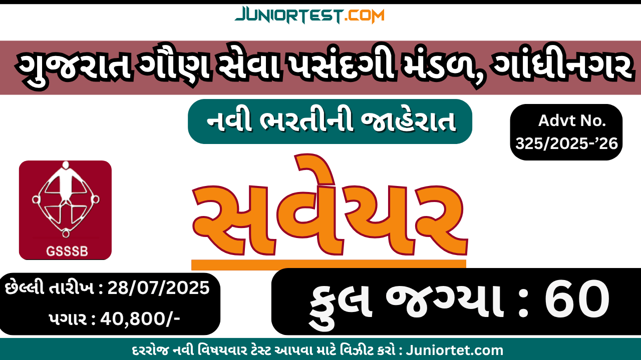 GSSSB દ્વારા "સર્વેયર" ની ભરતી 2025