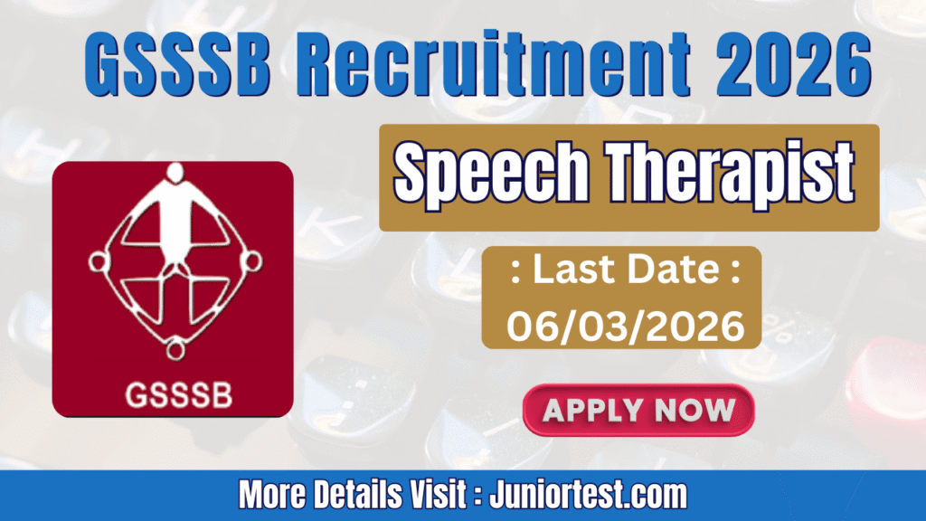 GSSSB Speech Therapist Recruitment 2026