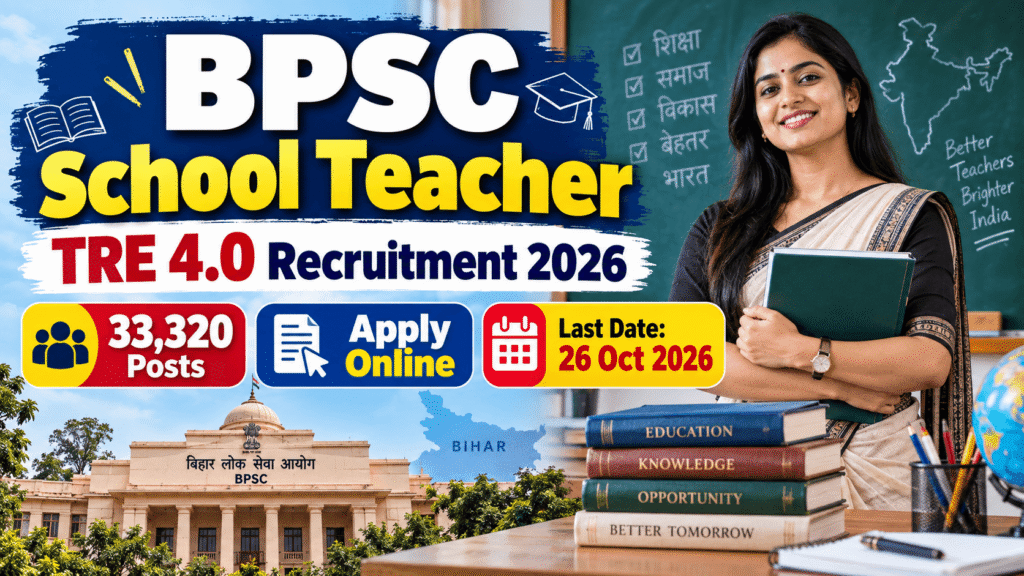 BPSC School Teacher, BPSC School Teacher Recruitment 2026, BPSC Teacher Vacancy 2026, BPSC TRE 4.0, BPSC School Teacher Vacancy, BPSC Teacher Online Form, Bihar Teacher Vacancy 2026, BPSC Teacher Recruitment, BPSC TRE 4.0 Recruitment 2026, BPSC School Teacher Apply Online
